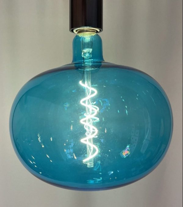 Giant Oval Shaped Glass LED Light Bulb (Blue) - interior design beautiful artisan style lighting