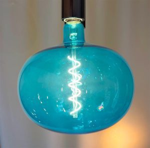 Giant Oval Shaped Glass LED Light Bulb (Blue) - Absolute Bulbs Staffordshire